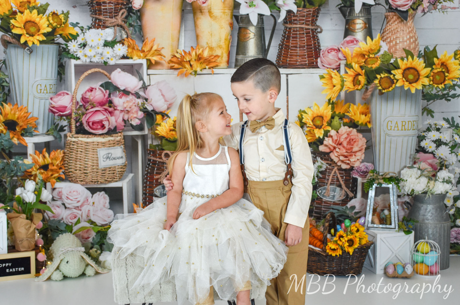 Kate Spring Flower Shop Sunflower Brick Wall Backdrop Designed by Emetselch