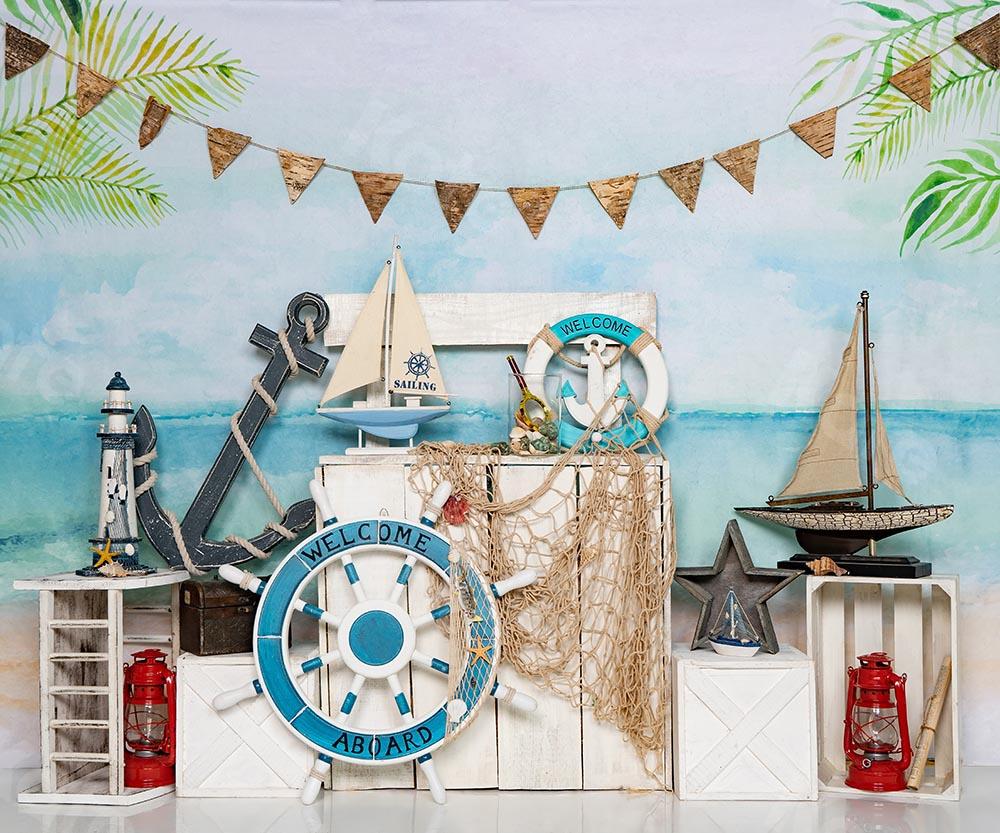 Kate Summer Beach Sailor Sailing Backdrop Designed by Emetselch