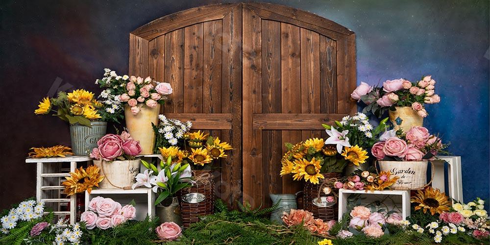 Kate Spring/mother's Day Flowers Shop Door Blue Backdrop Designed by Emetselch