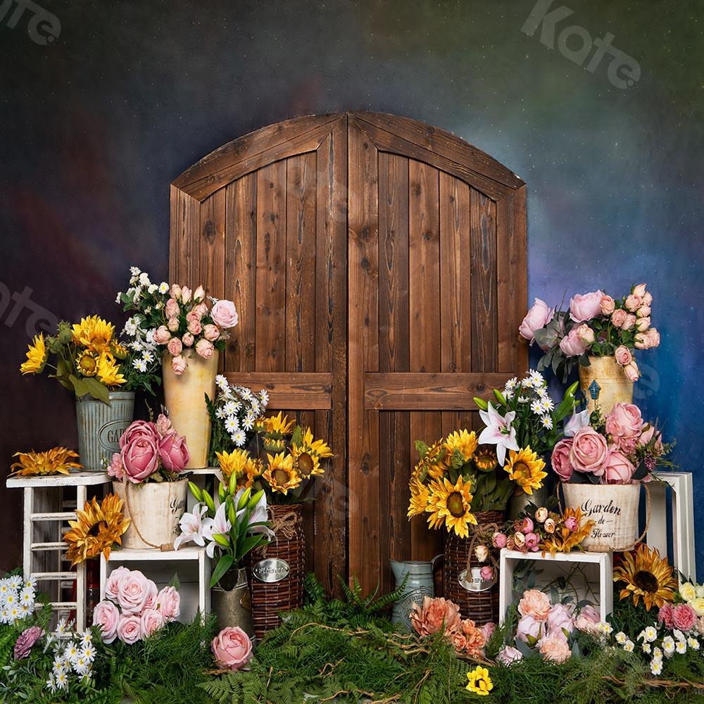 Kate Spring/mother's Day Flowers Shop Door Blue Backdrop Designed by Emetselch