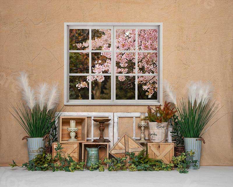 Kate Spring Indoor Window Cherry Blossoms Backdrop Designed by Emetselch