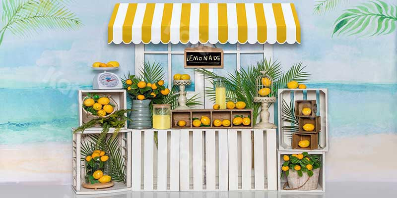 Kate Summer Lemonade Stand Beach Backdrop Designed by Emetselch