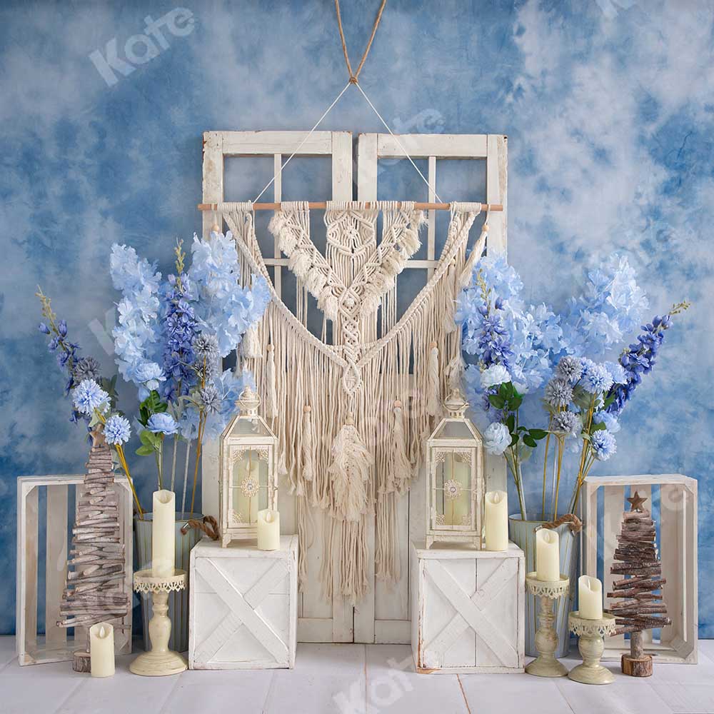 Kate Blue Floral Boho Backdrop Designed by Emetselch