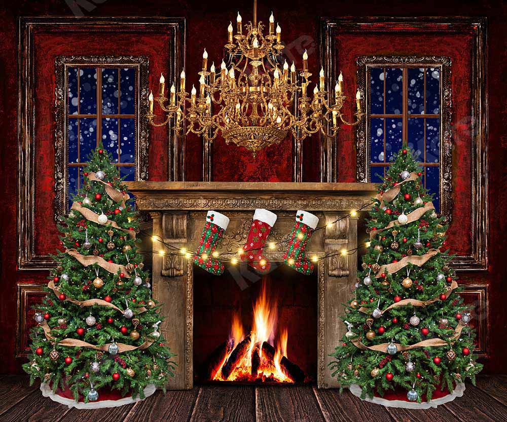 Kate Christmas Room Fireplace Backdrop Designed by Emetselch