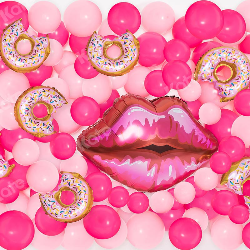 Kate Girly Pink Balloon Cake Smash Backdrop Designed by Emetselch