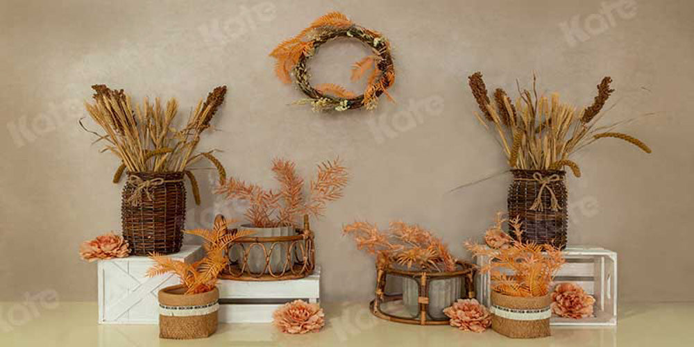 Kate Autumn Boho Thanksgiving Harvest Backdrop Designed by Emetselch -UK