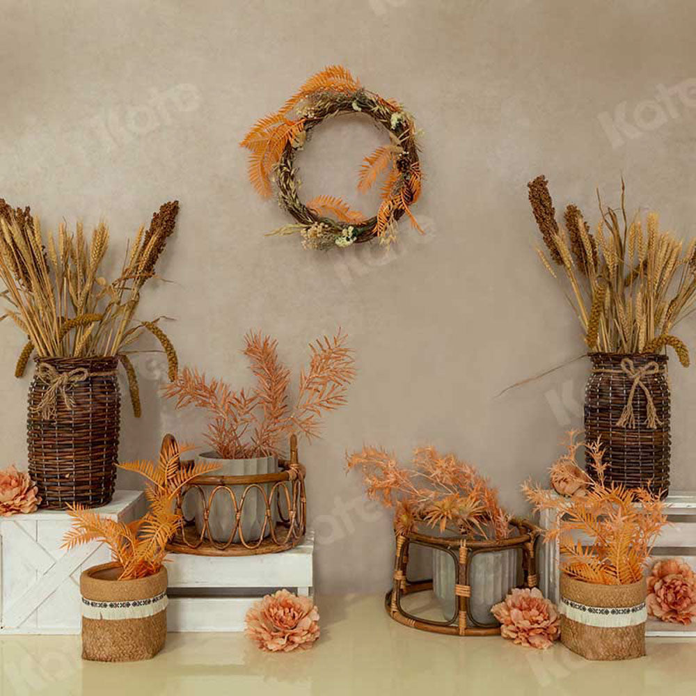 Kate Autumn Boho Thanksgiving Harvest Backdrop Designed by Emetselch -UK