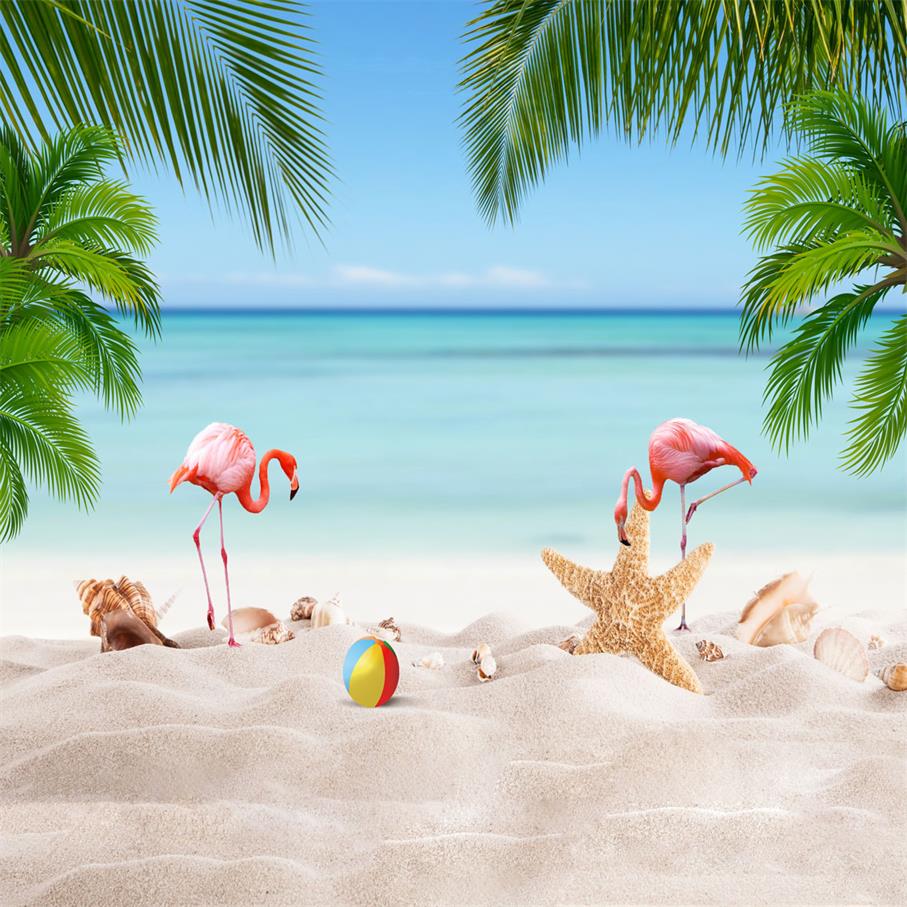 Kate Summer Beach Flamingo Backdrop for Photography -UK
