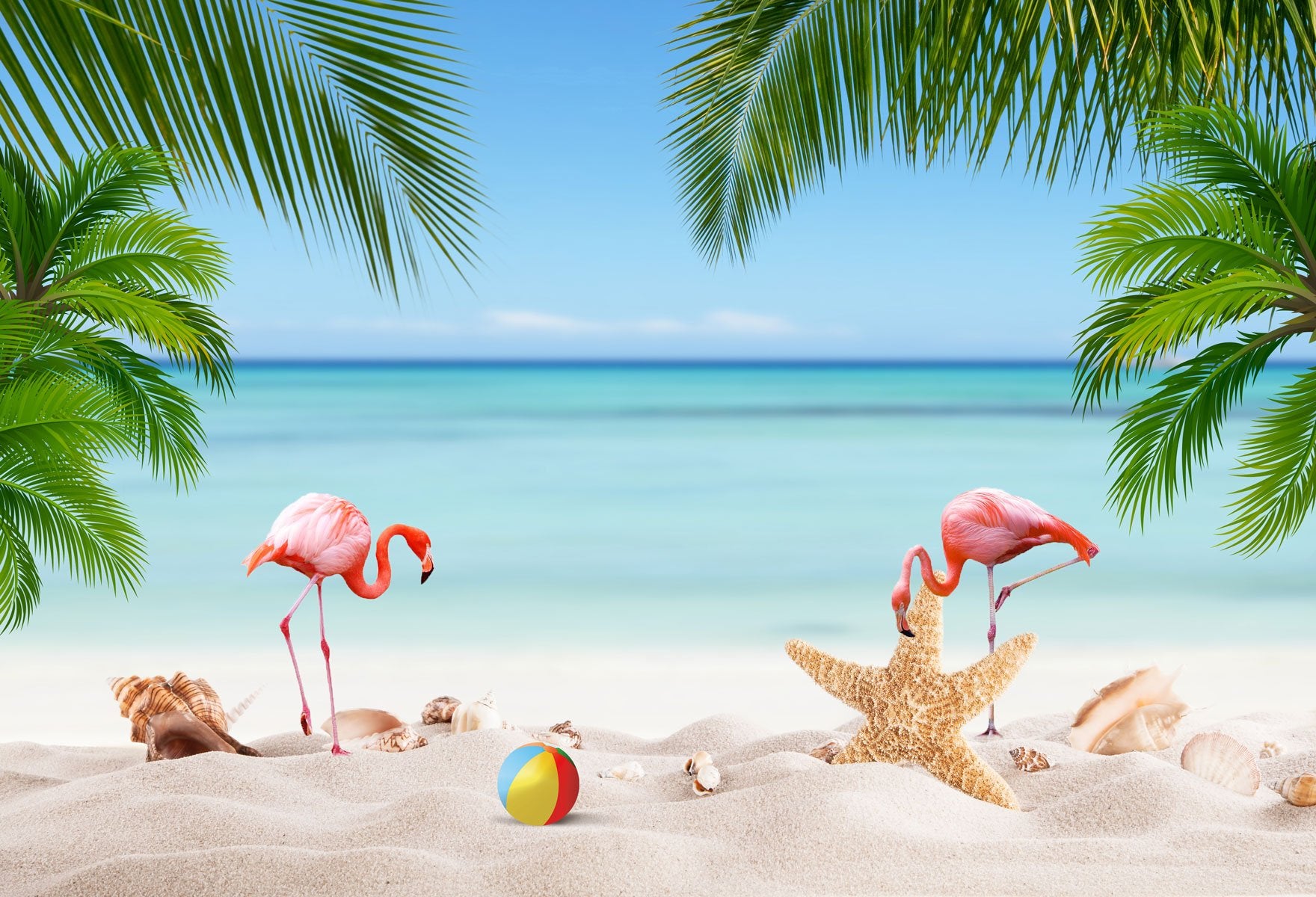 Kate Summer Beach Flamingo Backdrop for Photography -UK