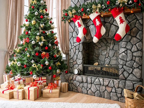 Katebackdrop£ºKate Christmas Tree Backdrop Gift Box Stove Sock For Photography