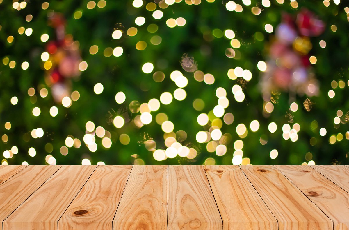 Kate Light Brown Floor Green Blurring background Christmas Backdrop - Kate backdrop UK