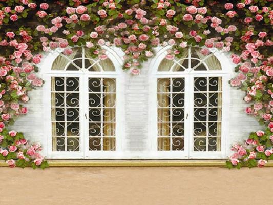 Katebackdrop£ºKate Window And Flower Backdrop Morden Hourse Wedding Background