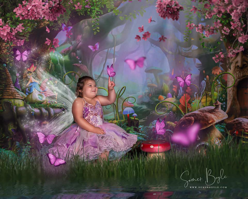 Kate Fairy Tale Colorful Forest Green Mushrooms Backdrops