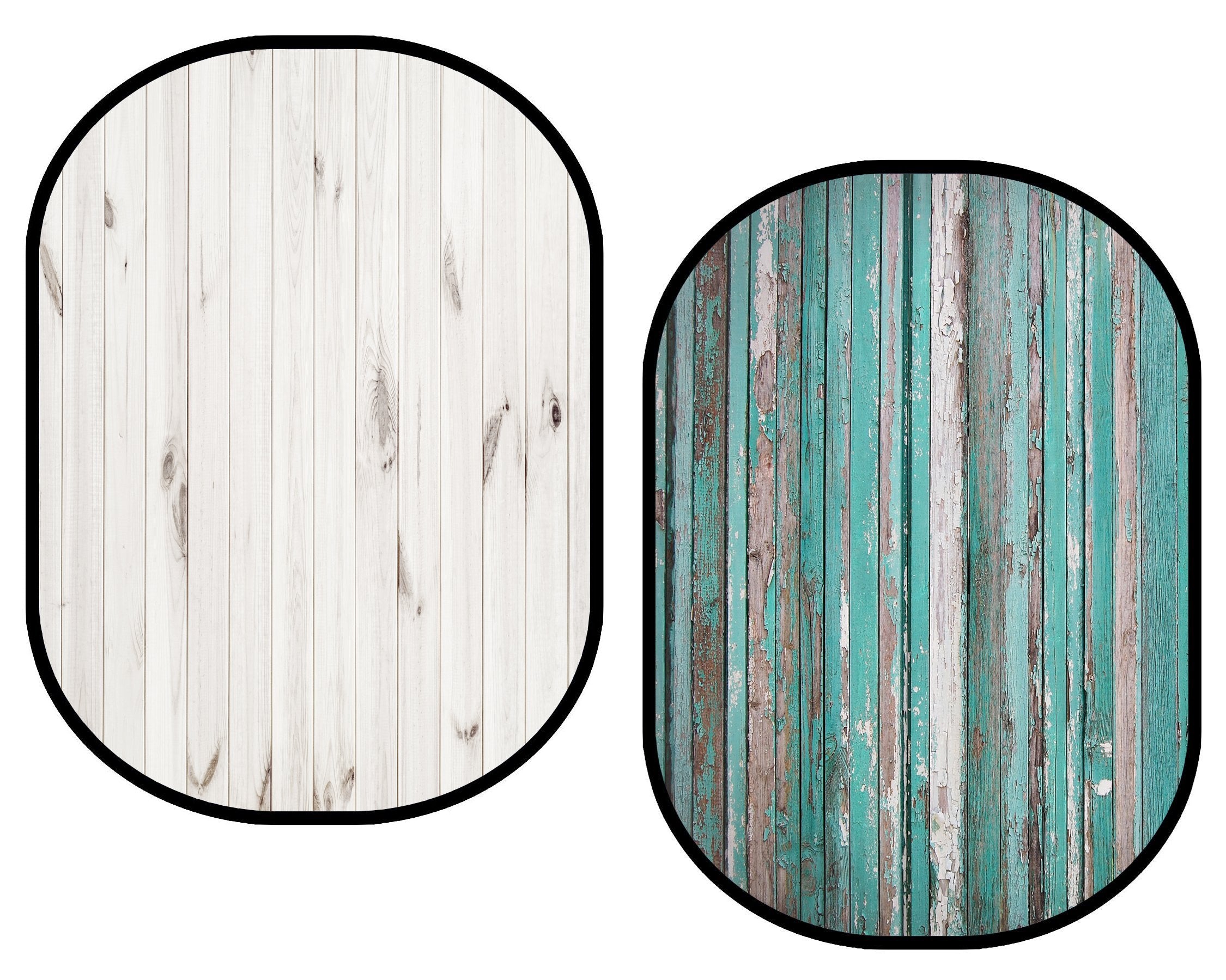 Kate White Wood / Dark Blue Green Retro Wood Collapsible Backdrop Photography 5X6.5ft(1.5x2m) -UK