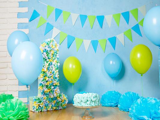 Kate Blue Wall Blue And Yellow Balloon Backdrop for 1st Birthday Photography - Kate backdrops UK
