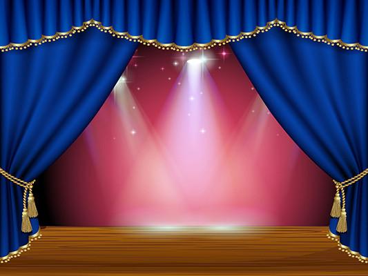Kate Cartoon Blue Curtain Stage Red Background Light Backdrop - Kate backdrops UK