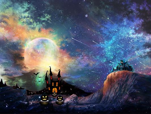 Katebackdrop£ºKate Halloween Night Starry Castle Photography Backdrop