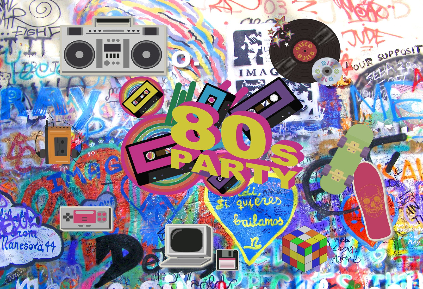 Kate 80's Party Backdrops for Photography - Kate backdrops UK