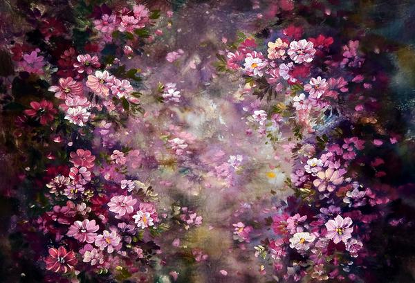 Kate Pink Flower Dark Color Backdrops for Photography