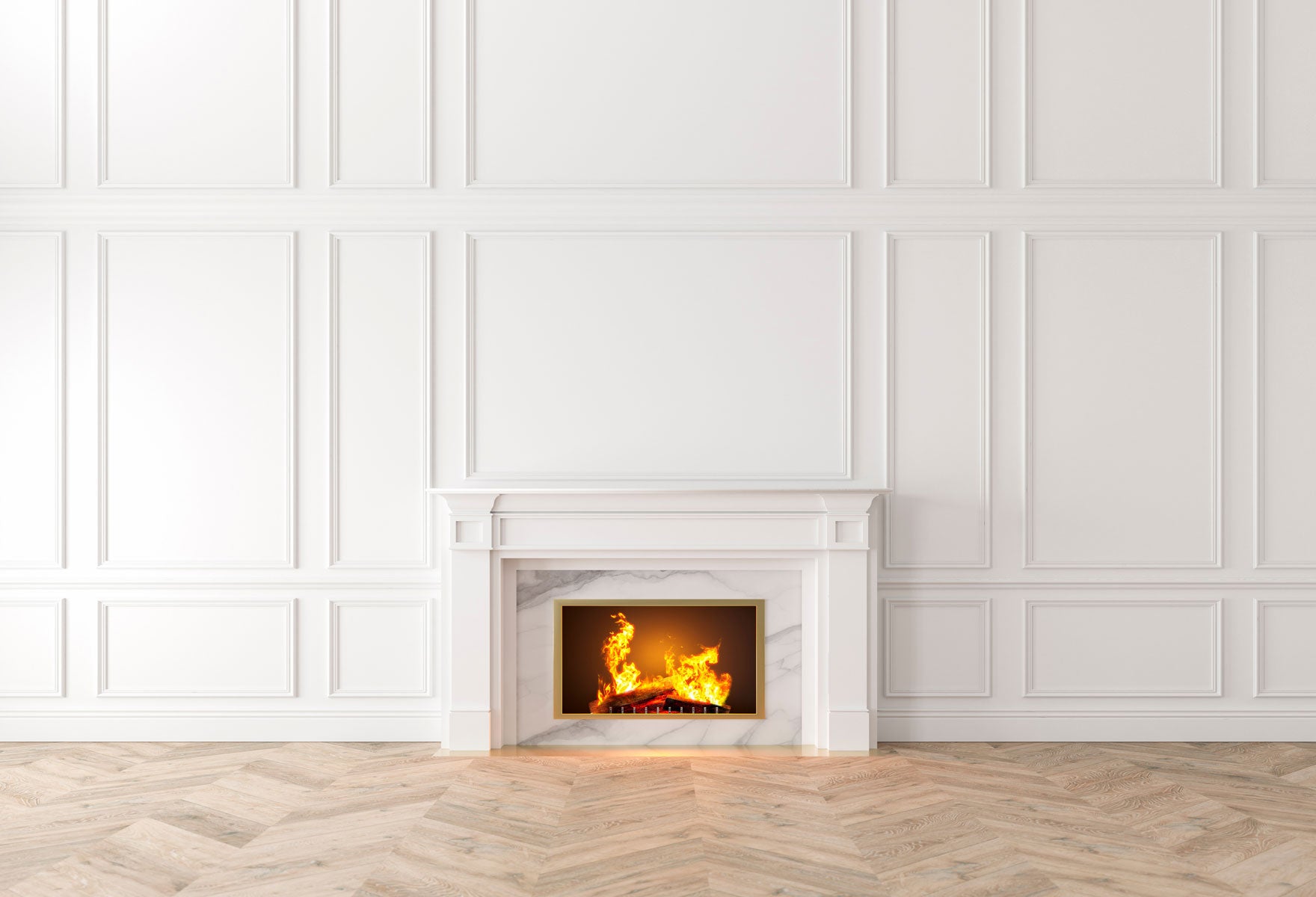 Kate Fireplace White Wall Wood Floor Backdrops for Photography
