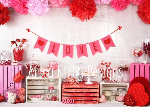 Kate Valentine Sweet Shoppe Backdrop designed by Arica Kirby