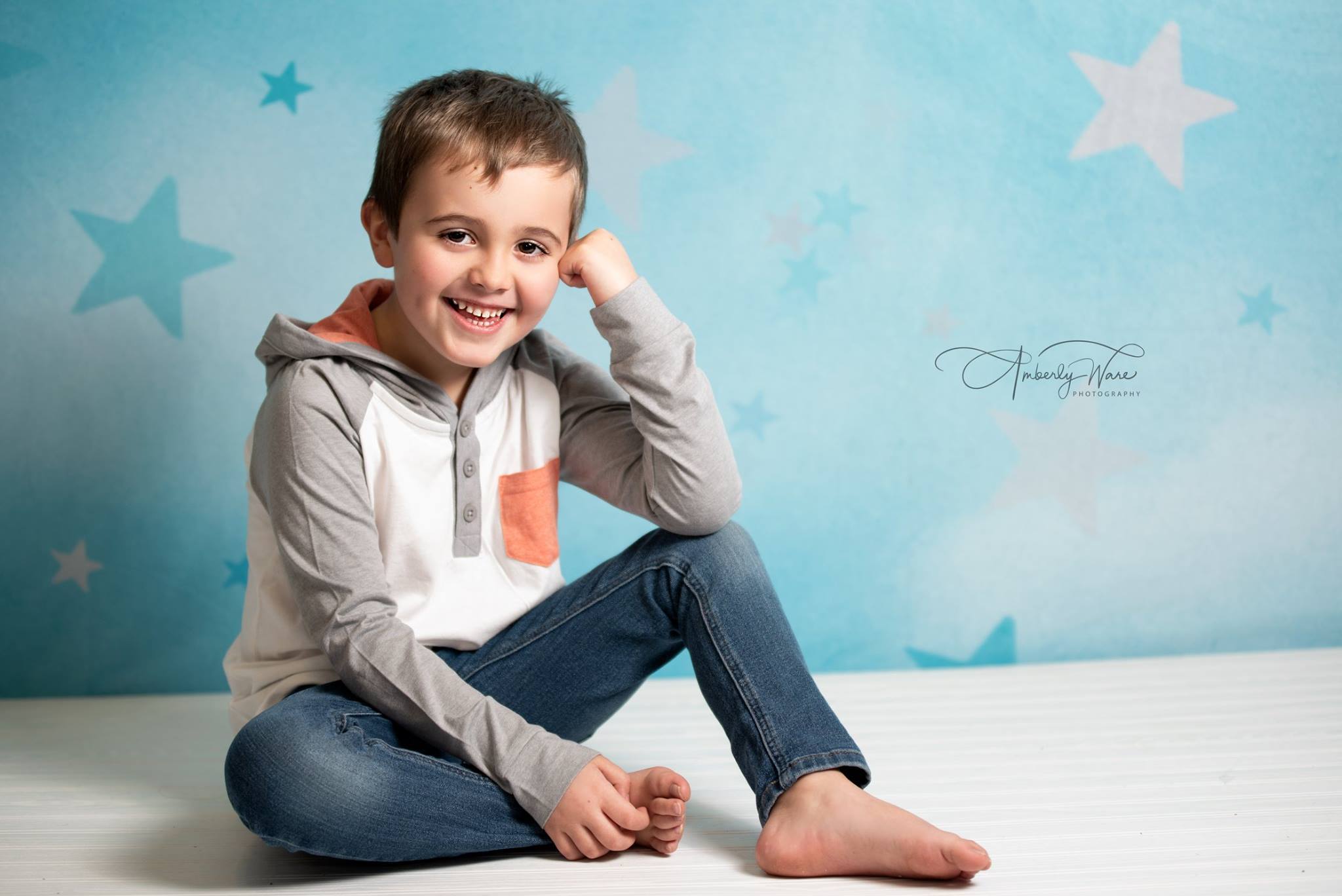 Kate Soft Skies Blue Stars Backdrop for Photography Designed by Mini MakeBelieve