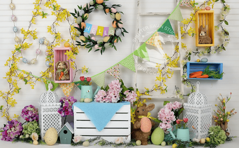 Kate Hello Spring Home Backdrop for Easter session