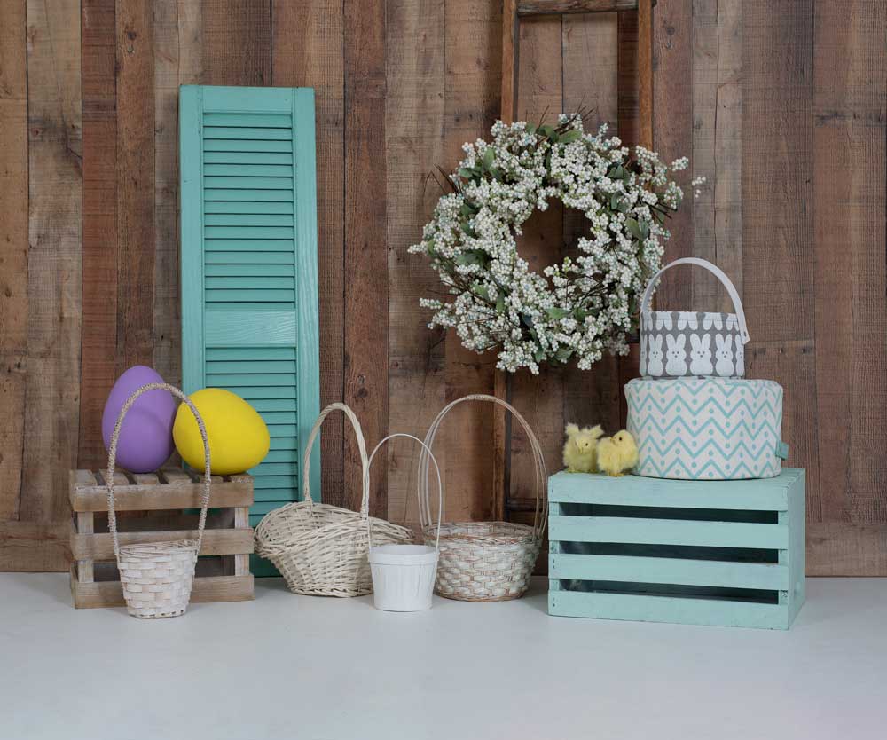 Kate Wood Wall Easter Decorations Spring Backdrop for Photography Designed by Tyna Renner
