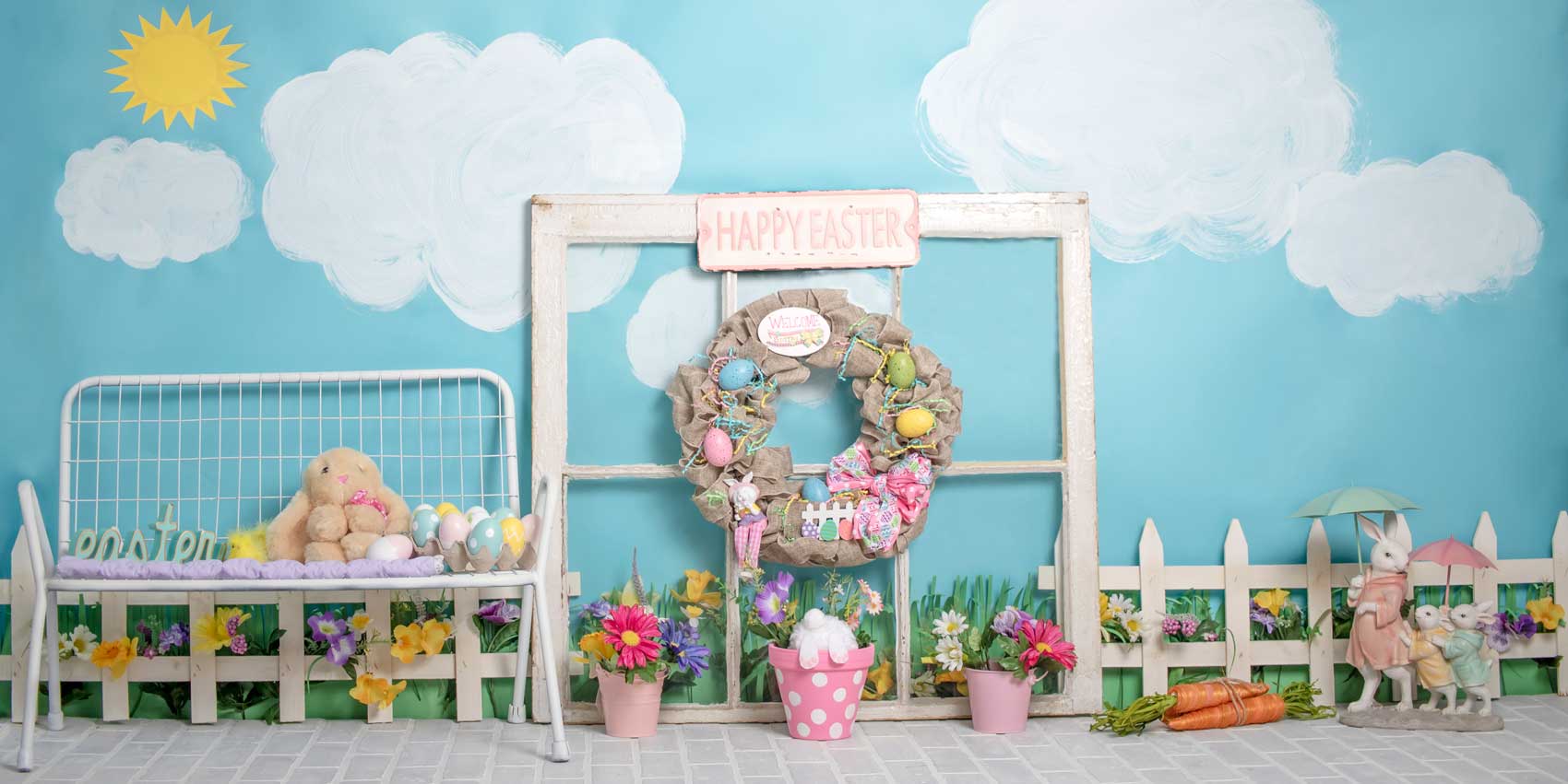 Kate Rabbits Decorations Easter Spring Children Backdrop for Photography Designed by Erin Larkins