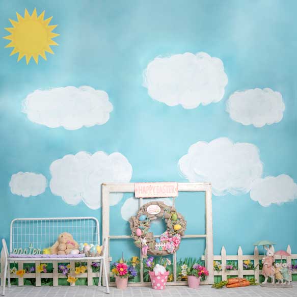 Kate Rabbits Decorations Easter Spring Children Backdrop for Photography Designed by Erin Larkins