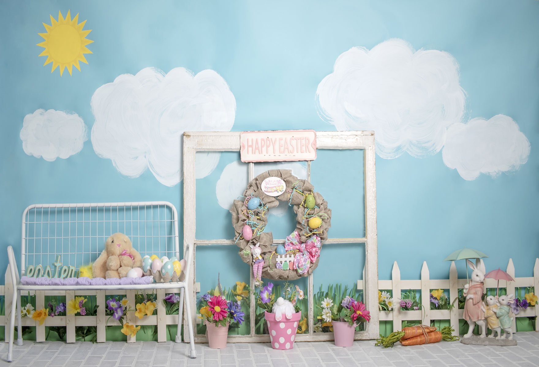 Kate Rabbits Decorations Easter Spring Children Backdrop for Photography Designed by Erin Larkins