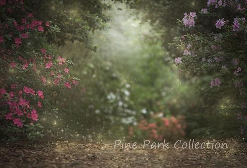Kate Pink Flower Garden Fairy Lights spring Backdrop Designed by Pine Park Collection