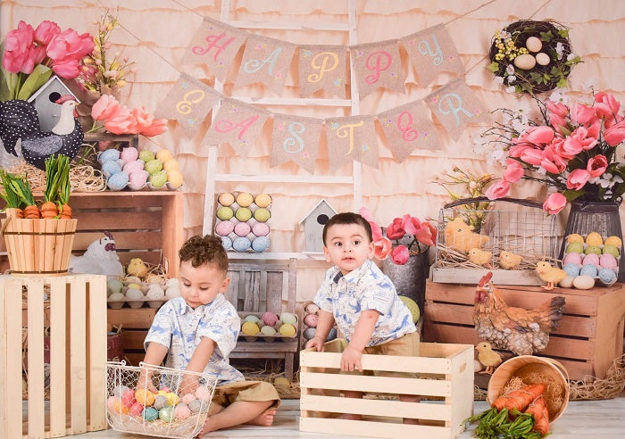 Kate Colorful Eggs Happy Easter Backdrop  Studios -UK