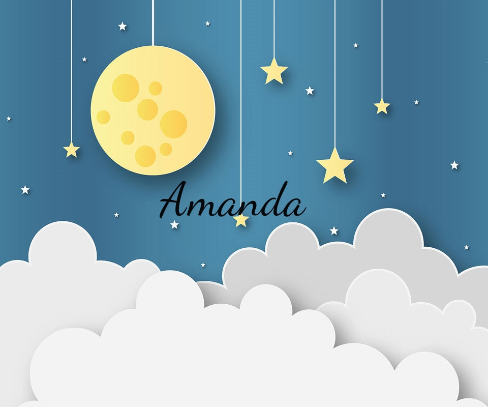 Kate Blue Sky and Yellow Moon Backdrop for Children Photography Designed by Amanda Moffatt