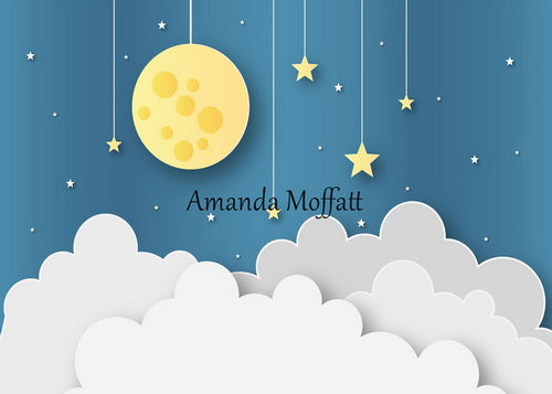 Kate Blue Sky and Yellow Moon Backdrop for Children Photography Designed by Amanda Moffatt