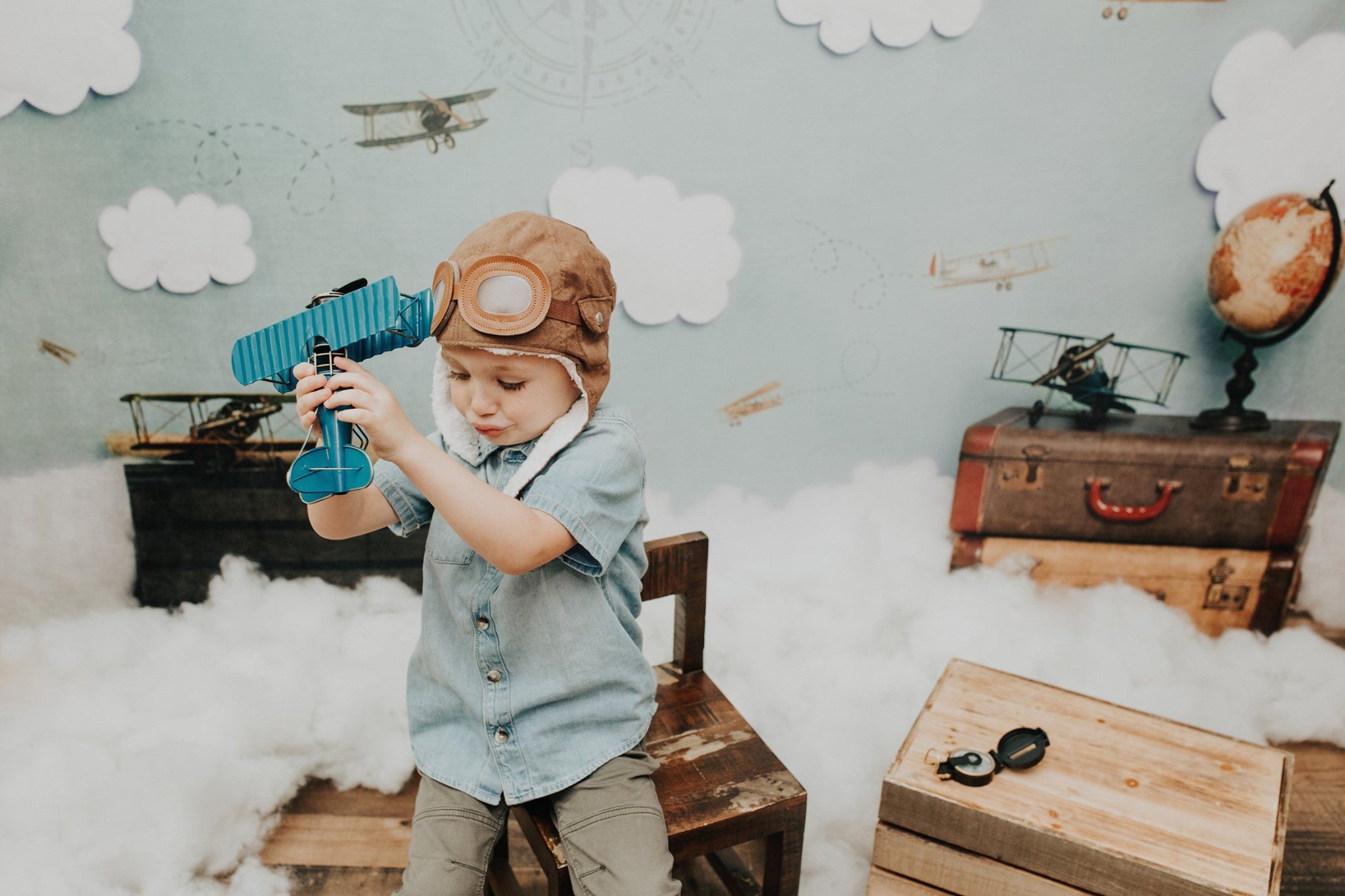 Kate Come Fly with Me Cloud Back to School Children Backdrop for Photography Designed by Erin Larkins -UK