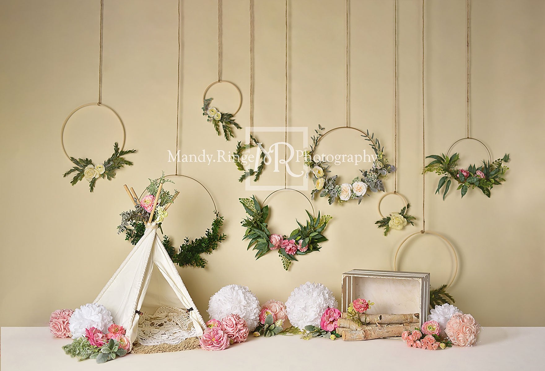 Kate Spring Flowers Camping Children Backdrop Designed by Mandy Ringe Photography