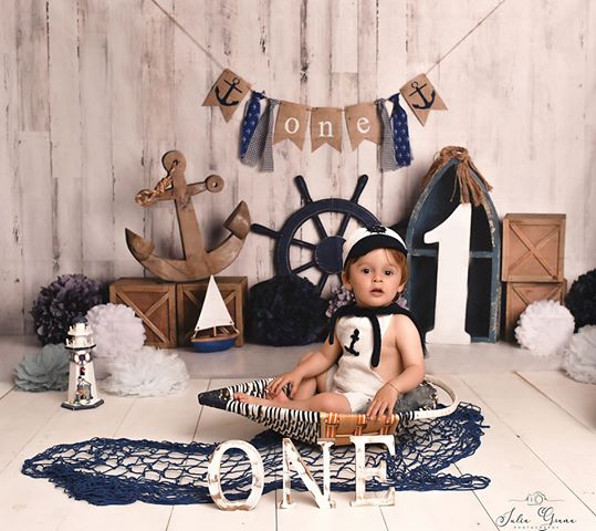Kate Summer Sailor Children 1st Birthday Backdrop Designed by Mandy Ringe Photography