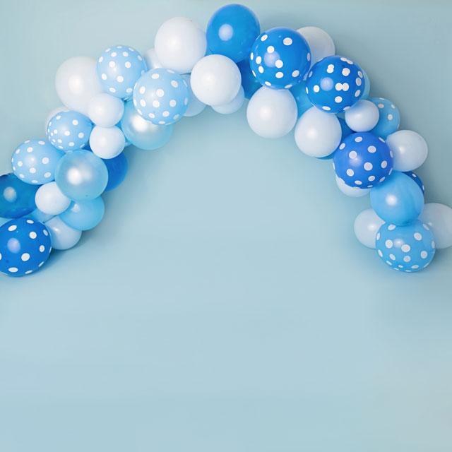 Kate Blue and White Balloons Birthday Children Backdrop Designed by Kerry Anderson