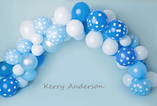 Katebackdrop拢潞Kate Blue and White Balloons Birthday Children Backdrop for Photography Designed by Kerry Anderson