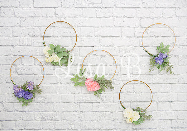 Kate Plain Wreath White Brick Backdrop for Photography Designed By Lisa B