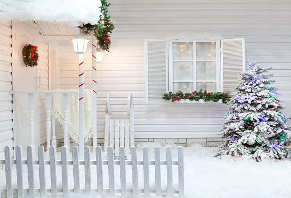 Christmas Snow White Room with Tree Fence