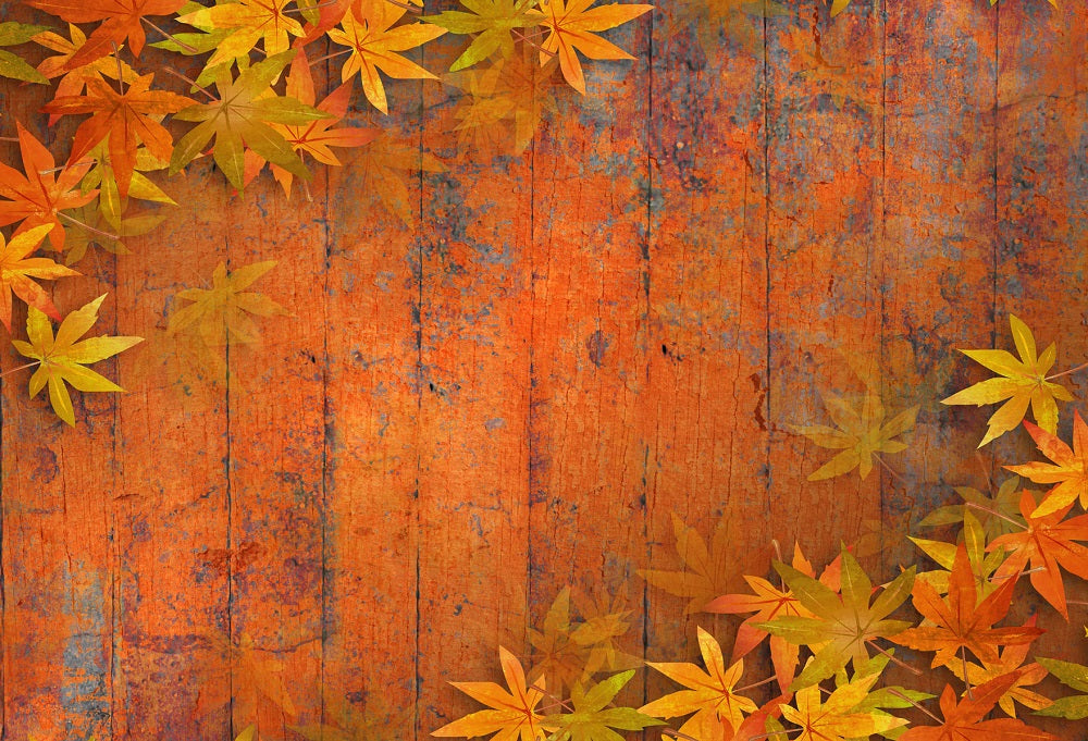 Kate Autumn Maple Leaf Wooden Backdrops for Photography -UK