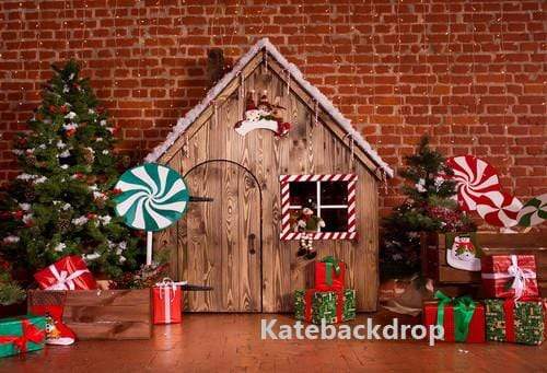 Katebackdrop Kate Christmas Wooden House Decorations Backdrop for Photography