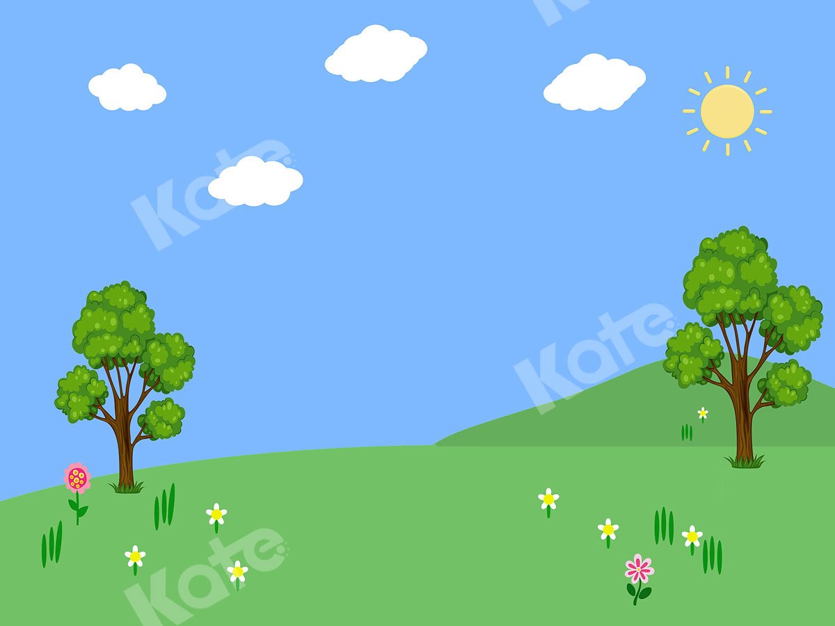 Kate Sunny Day with Clouds and Trees Children Backdrop -UK