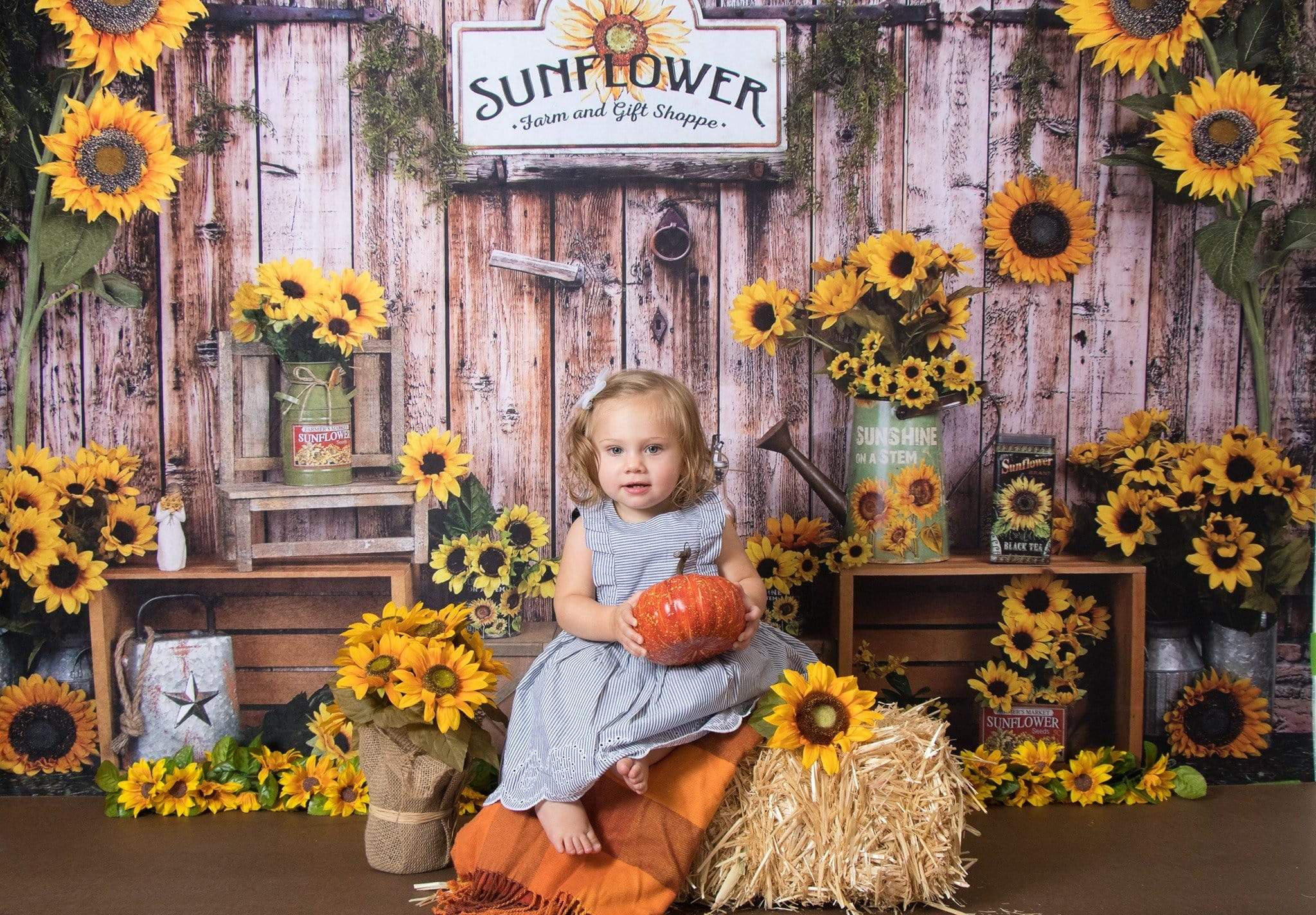 Kate Summer Sunflower Gift Shop Wood Autumn Backdrop for Photography -UK