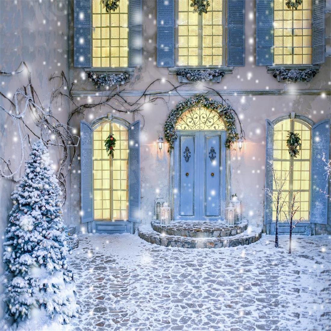 Kate Christmas Winter Courtyard Backdrop Designed By Jerry_Sina