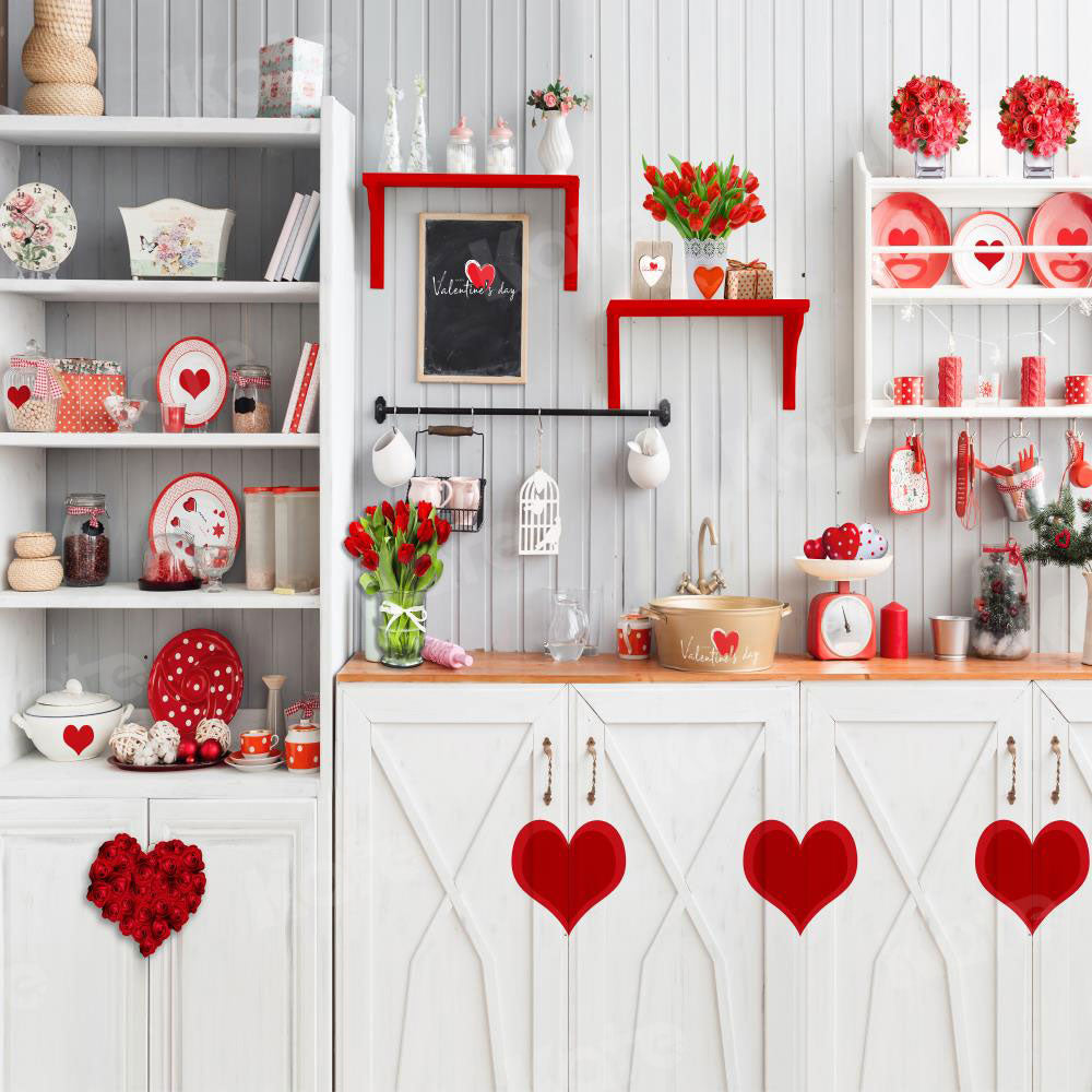 Kate Valentine‘s Day Love Bake Kitchen Backdrop for Photography -UK