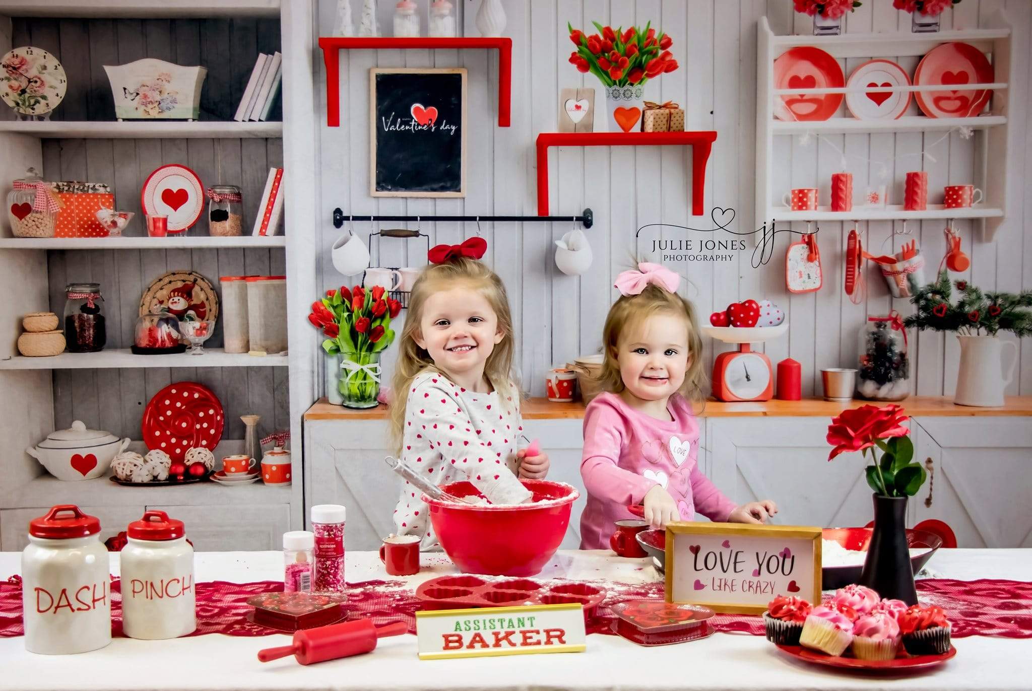 Kate Valentine‘s Day Love Bake Kitchen Backdrop for Photography