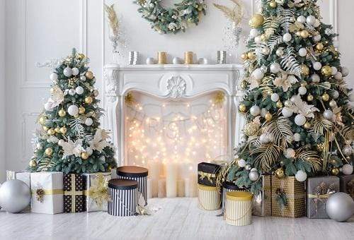 Katebackdrop Kate Christmas White Room Pinetrees Gifts Decoration Backdrop for Photography